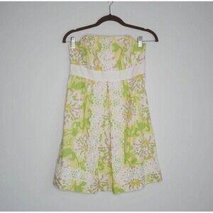 Lilly Pulitzer Dress Womens Small Strapless Floral Lace Summer Party Cocktail
